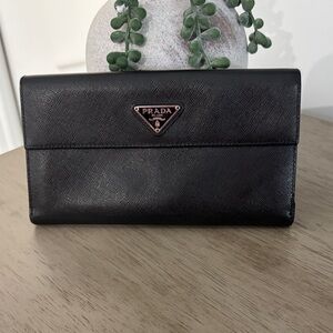 Prada Black Travel Leather Wallet